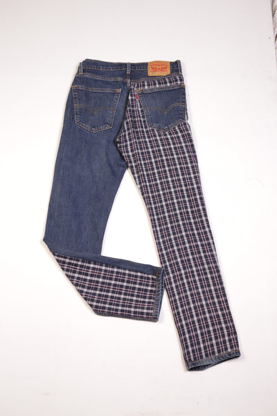 SVG Reworks Mens Levis Denim Jeans with contrast check remade