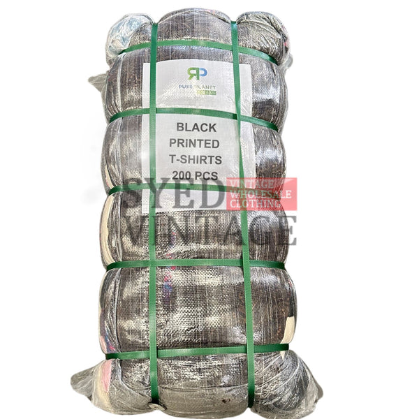 Printed Black T-shirts Mix 45kg Bale