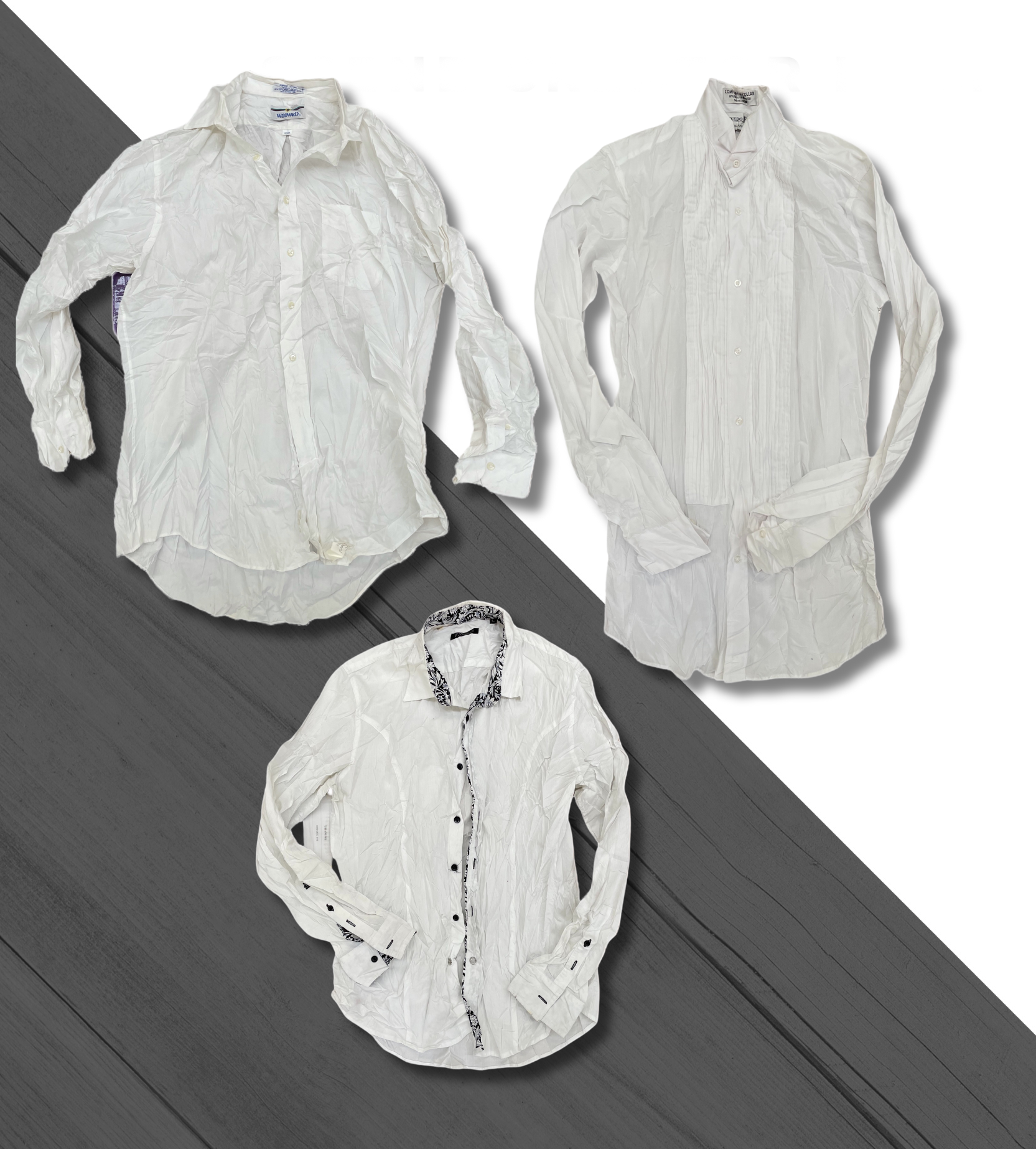 Savers Mens White Plain Cotton Shirts 45kg Bale Syed Vintage LTD