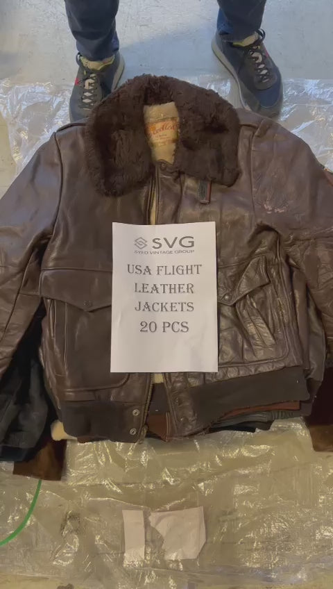 Vintage US Flight Leather Jackets Mix 45kg Sack