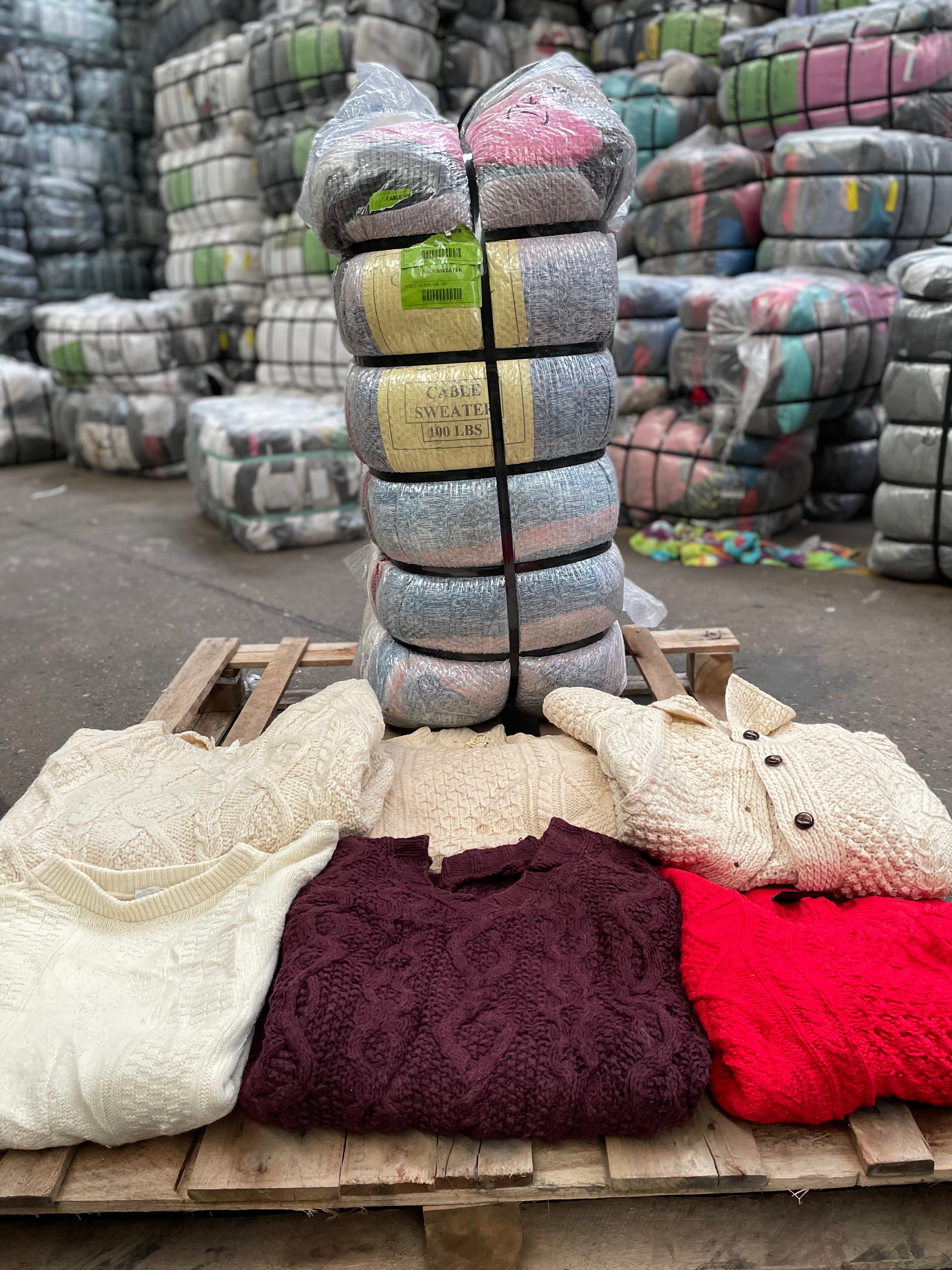 Cable Design Knit Sweater 45kg Bale Syed Vintage LTD